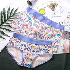 Fruit Series Original Design Cotton Couple Underwear Banana Print Male Boxer Shorts Women Panties Seamless Breathable Underpants - BluePink Lingerie