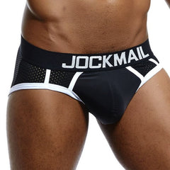 JOCKMAIL Men Underwear Mesh Qucik-Dry Sexy Men Briefs Breathable Mens Slip Cueca Male Panties Underpants Briefs Gay Underwear - BluePink Lingerie