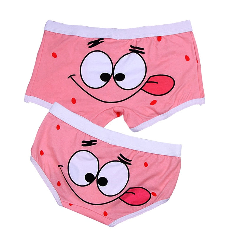 Cute Cartoon Couples Underwear Lovers Comfortable Cotton Underpants Me –  BluePink Lingerie