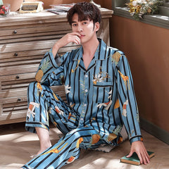 Luxury Pajama suit Satin Silk Pajamas Sets Couple Sleepwear Family Pijama Lover Night Suit Men & Women Casual Home Clothing - BluePink Lingerie