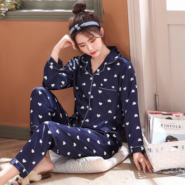 Pajamas Suit Lovers' Print Nightwear Casual 2PCS Pijamas Set