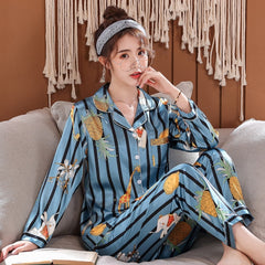 Luxury Pajama suit Satin Silk Pajamas Sets Couple Sleepwear Family Pijama Lover Night Suit Men & Women Casual Home Clothing - BluePink Lingerie