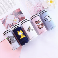 SP&CITY 5pcs/set Cartoon Cute Animal Women's Panties Soft Cotton Seamless Underwear Briefs Girls Sanitary Pants Sexy Lingerie - BluePink Lingerie