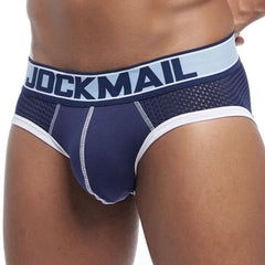 JOCKMAIL Men Underwear Mesh Qucik-Dry Sexy Men Briefs Breathable Mens Slip Cueca Male Panties Underpants Briefs Gay Underwear - BluePink Lingerie