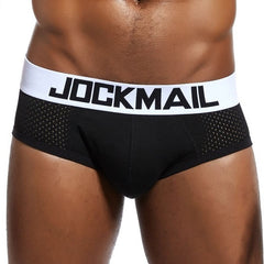 JOCKMAIL Men Underwear Mesh Qucik-Dry Sexy Men Briefs Breathable Mens Slip Cueca Male Panties Underpants Briefs Gay Underwear - BluePink Lingerie