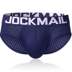 JOCKMAIL Men Underwear Mesh Qucik-Dry Sexy Men Briefs Breathable Mens Slip Cueca Male Panties Underpants Briefs Gay Underwear - BluePink Lingerie