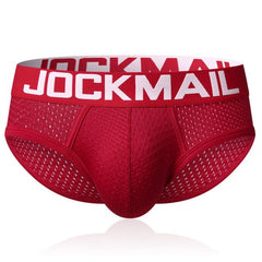 JOCKMAIL Men Underwear Mesh Qucik-Dry Sexy Men Briefs Breathable Mens Slip Cueca Male Panties Underpants Briefs Gay Underwear - BluePink Lingerie