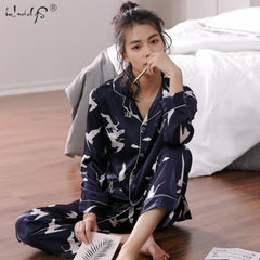 Lovers Winter Pajamas Couples Unisex Silk Sleepwear Soft Pyjama Sets Nightgown Women Pajama Sets Long Sleeve Men Lounge Pijamas - BluePink Lingerie