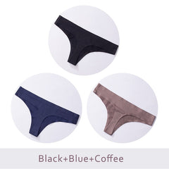 3pcs,Ice Silk Thong Panties Sexy Briefs Seamless Thongs Women Underwear Panties for Girls Ladies Panty G String Tangas DULASI - BluePink Lingerie