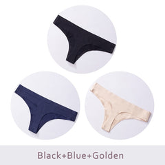 3pcs,Ice Silk Thong Panties Sexy Briefs Seamless Thongs Women Underwear Panties for Girls Ladies Panty G String Tangas DULASI - BluePink Lingerie