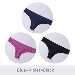 3pcs,Ice Silk Thong Panties Sexy Briefs Seamless Thongs Women Underwear Panties for Girls Ladies Panty G String Tangas DULASI - BluePink Lingerie