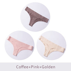 3pcs,Ice Silk Thong Panties Sexy Briefs Seamless Thongs Women Underwear Panties for Girls Ladies Panty G String Tangas DULASI - BluePink Lingerie