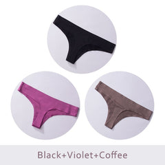 3pcs,Ice Silk Thong Panties Sexy Briefs Seamless Thongs Women Underwear Panties for Girls Ladies Panty G String Tangas DULASI - BluePink Lingerie