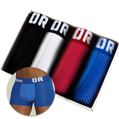 4pc/lot Boxershorts Men Boxers Male Underwear Man Panties Cotton Soft Short Boxer Mesh Mens Hombre Cueca Plus Size OR212 - BluePink Lingerie