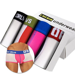 4pc/lot Boxershorts Men Boxers Male Underwear Man Panties Cotton Soft Short Boxer Mesh Mens Hombre Cueca Plus Size OR212 - BluePink Lingerie