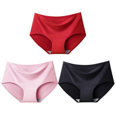 3Pcs/lot Seamless Panty Set Underwear Female Comfort Intimates Fashion Female Low-Rise Briefs 10 Colors Lingerie Drop Shipping - BluePink Lingerie