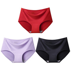 3Pcs/lot Seamless Panty Set Underwear Female Comfort Intimates Fashion Female Low-Rise Briefs 10 Colors Lingerie Drop Shipping - BluePink Lingerie