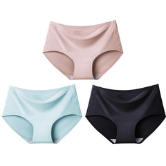 3Pcs/lot Seamless Panty Set Underwear Female Comfort Intimates Fashion Female Low-Rise Briefs 10 Colors Lingerie Drop Shipping - BluePink Lingerie