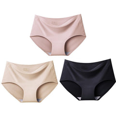 3Pcs/lot Seamless Panty Set Underwear Female Comfort Intimates Fashion Female Low-Rise Briefs 10 Colors Lingerie Drop Shipping - BluePink Lingerie