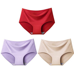 3Pcs/lot Seamless Panty Set Underwear Female Comfort Intimates Fashion Female Low-Rise Briefs 10 Colors Lingerie Drop Shipping - BluePink Lingerie