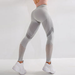 High Waist Fitness Gym Leggings Women Seamless Energy Tights Workout Running Activewear Yoga Pants Hollow Sport Trainning Wear - BluePink Lingerie