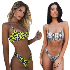 Snakeskin Bikini Women Swimwear Leopard Bikinis Sexy Biquini Swim Suit Push Up Swimsuit Female Beachwear Swimming Bikini Women - BluePink Lingerie