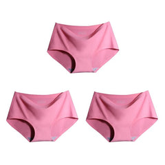 3Pcs/lot Seamless Panty Set Underwear Female Comfort Intimates Fashion Female Low-Rise Briefs 10 Colors Lingerie Drop Shipping - BluePink Lingerie