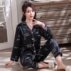 Lovers Winter Pajamas Couples Unisex Silk Sleepwear Soft Pyjama Sets Nightgown Women Pajama Sets Long Sleeve Men Lounge Pijamas - BluePink Lingerie