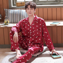 Lovers Winter Pajamas Couples Unisex Silk Sleepwear Soft Pyjama Sets Nightgown Women Pajama Sets Long Sleeve Men Lounge Pijamas - BluePink Lingerie