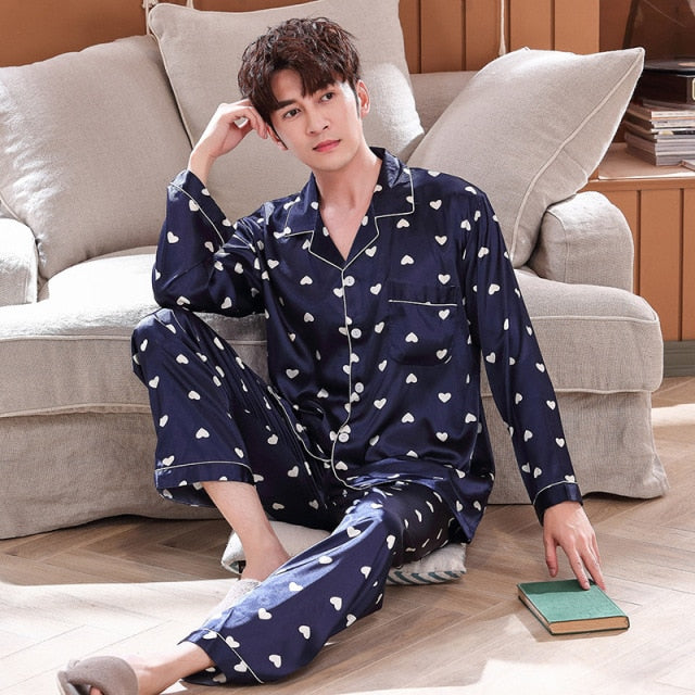 Qwzndzgr Winter Pajamas for Couples High-Quality Light Luxury Cotton Men Pajama Sets Long Sleeve Sleepwear Fashion Male Loungewear Sleep, Adult Unisex