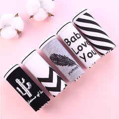 SP&CITY 5pcs/set Cartoon Cute Animal Women's Panties Soft Cotton Seamless Underwear Briefs Girls Sanitary Pants Sexy Lingerie - BluePink Lingerie