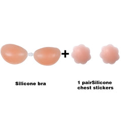 Silicone Bra Invisible Push Up Sexy Strapless Bra Stealth Adhesive Backless Breast Enhancer For Women Lady Nipple Cover - BluePink Lingerie