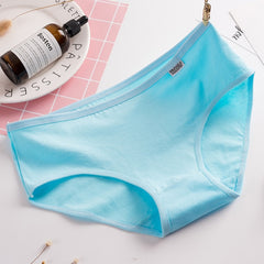 L-XXL Hot sale High-Quality Women's underwear Pure cotton Women Briefs For Solid low-Rise Women's shorts Girls Panties Lingerie - BluePink Lingerie