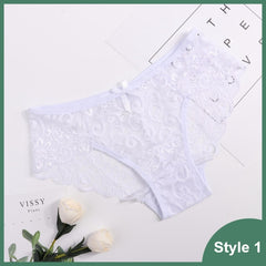 Plus Size S/XL Fashion High Quality Women's Panties Transparent Underwear Women Lace Soft Briefs Sexy Lingerie Intimates - BluePink Lingerie