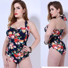 women push up swimwear one piece  swimsuit for female plus  larges big size floral swim swimming suits  beachwear bathing wear - BluePink Lingerie