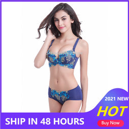 New Top Sexy Underwear Set Cotton Push-up Bra and Panty Sets 3/4 Cup B –  BluePink Lingerie